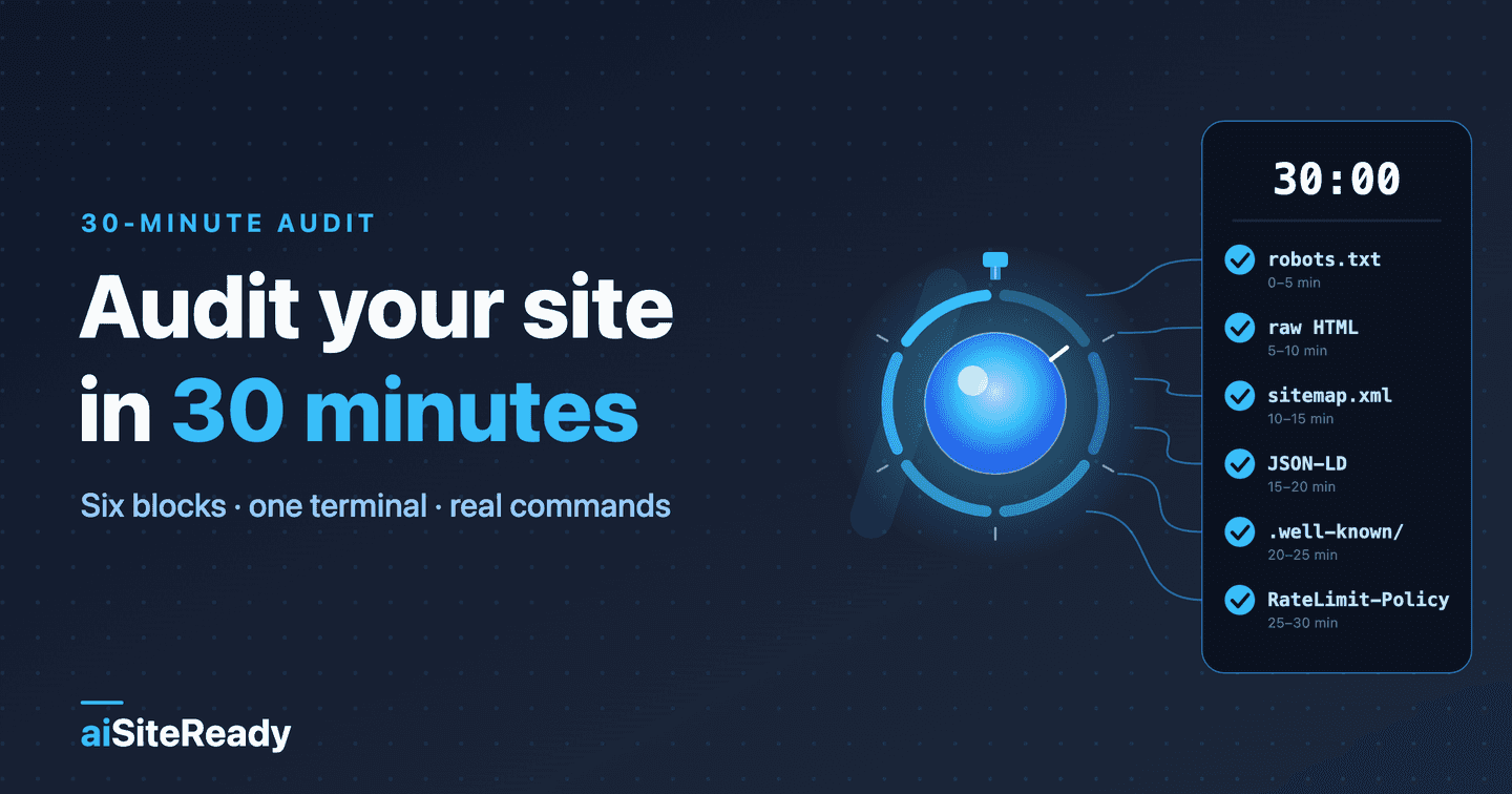AI agent readiness audit in 30 minutes — aiSiteReady