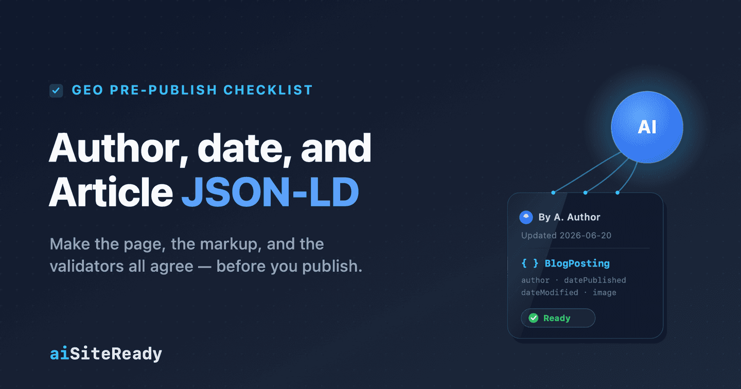 GEO pre-publish checklist — aiSiteReady