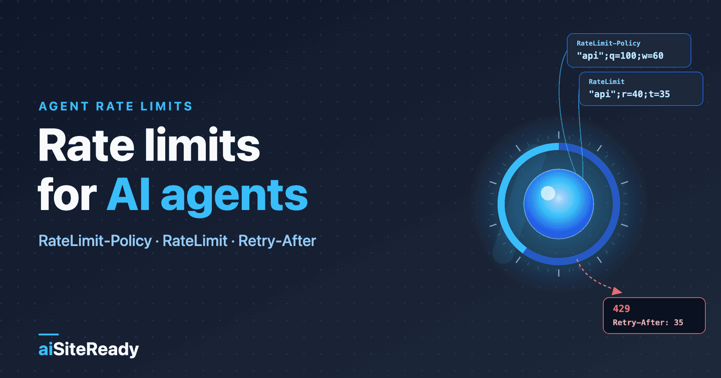Лимиты запросов для ИИ-агентов: RateLimit-Policy, RateLimit, Retry-After — aiSiteReady