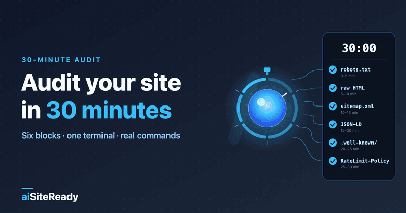 AI agent readiness audit in 30 minutes — aiSiteReady