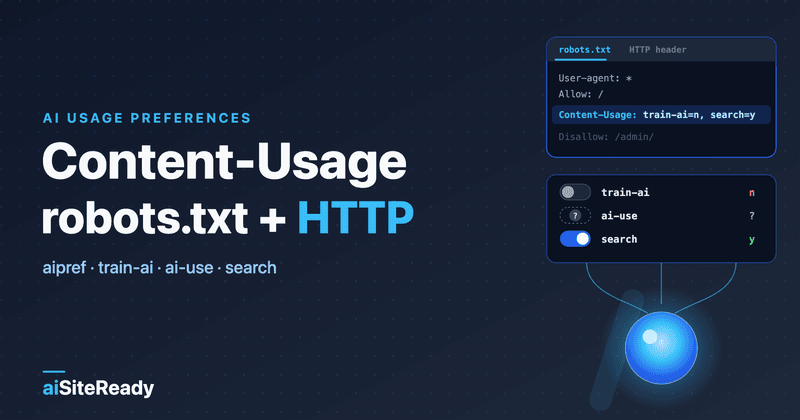 Content-Usage (aipref) in robots.txt and HTTP — aiSiteReady