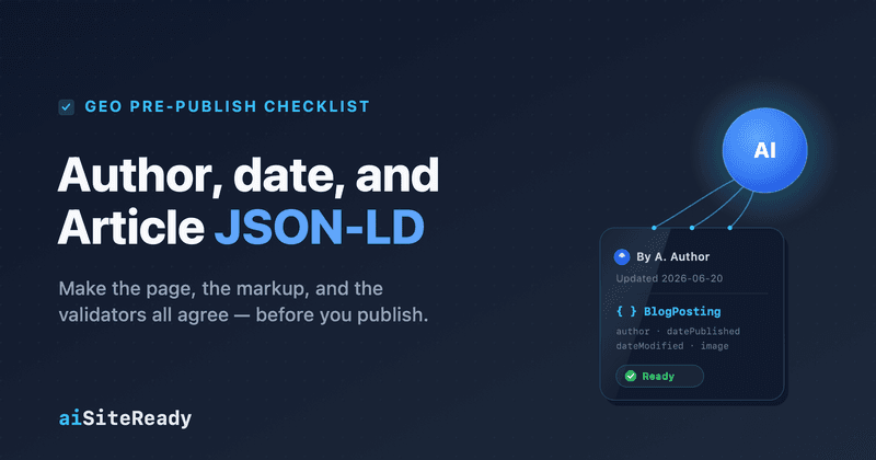 GEO pre-publish checklist — aiSiteReady
